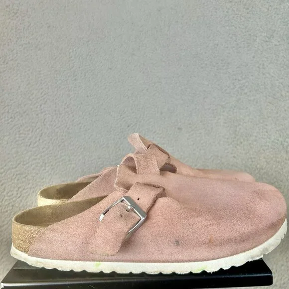 Birkenstock Boston Clog Candy Pink Suede Narrow Soft Bed Size 10 41 - Picture 1 of 5